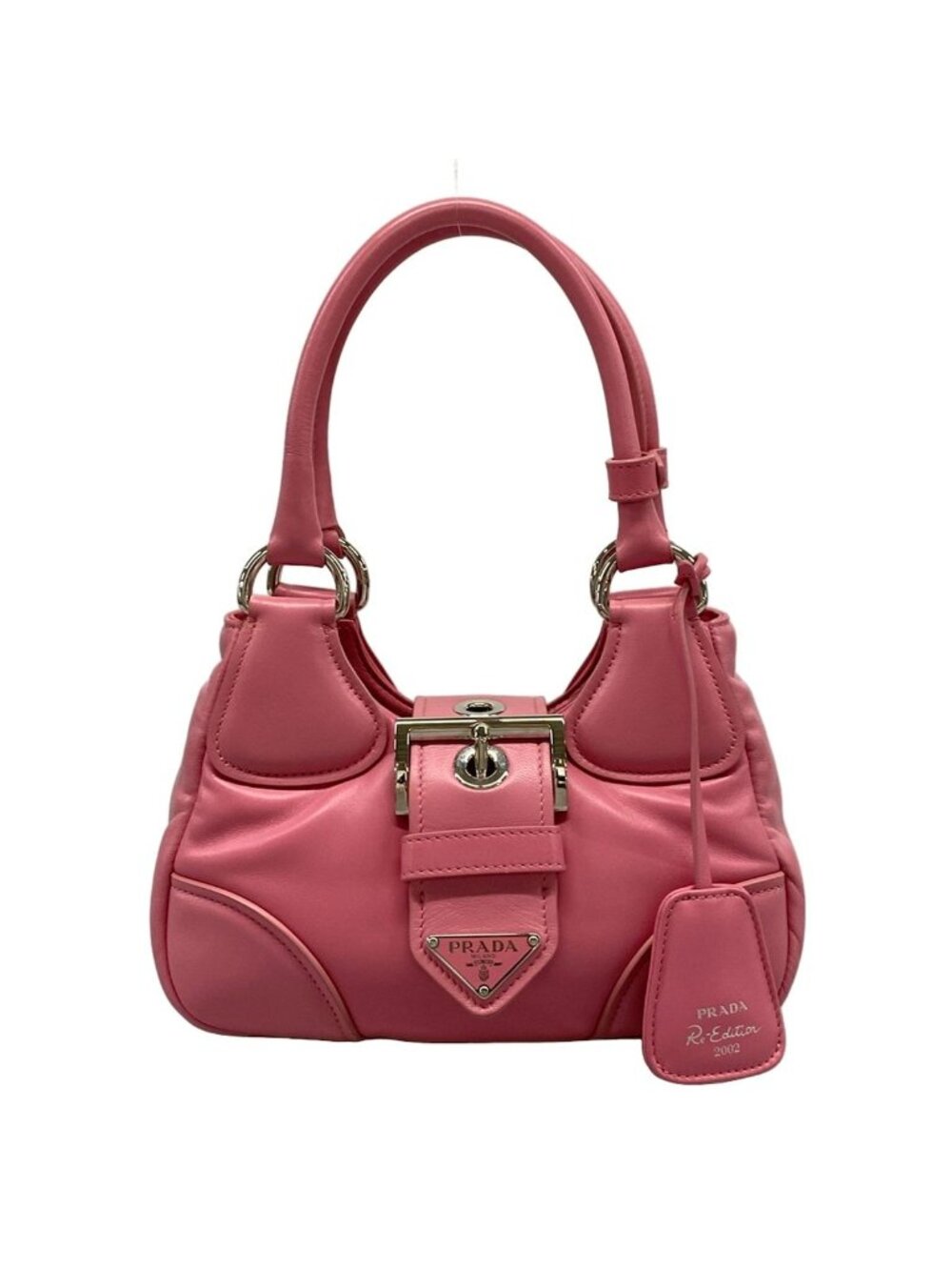 Prada Handbag Moon Re-Edition Pink Silver Leather